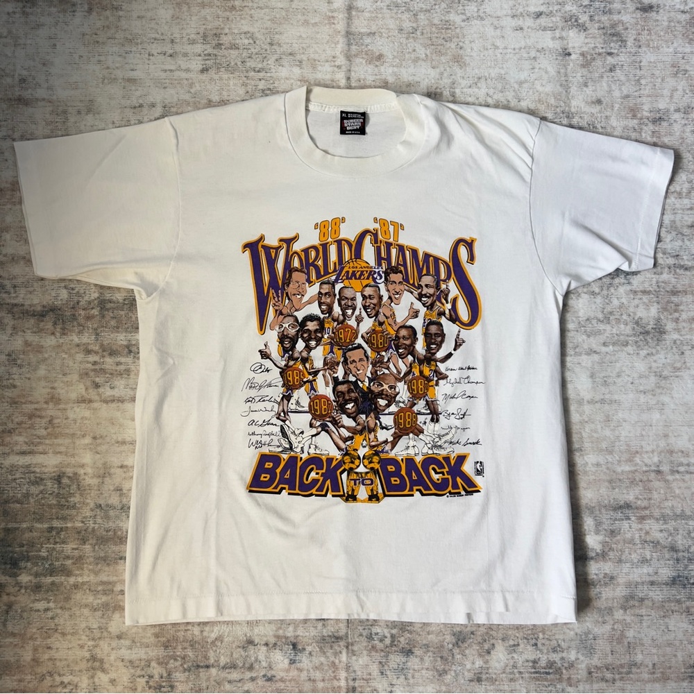 Vintage 80s Los Angeles Lakers NBA Champions Caricature Tshirt
